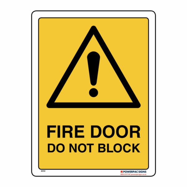 Fire Door Do Not Block Powerpac
